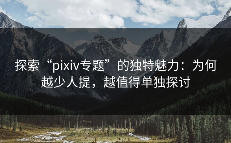 探索“pixiv专题”的独特魅力:为何越少人提,越值得单独探讨 探索“pixiv专题”的独特魅力:为何越少人提,越值得单独探讨